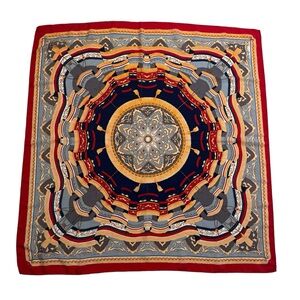 Vintage Silk Scarf Bold Colorful Radial Design Starburst